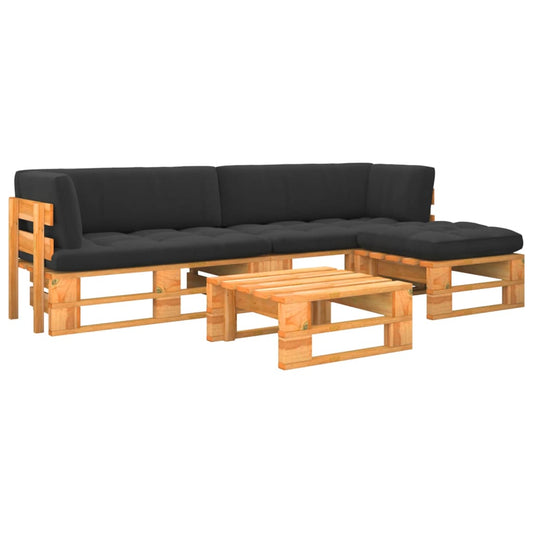 4-delige Loungeset pallet honingbruin geïmpregneerd grenenhout is nu te koop bij PeponiXL, paradijselijk wonen!