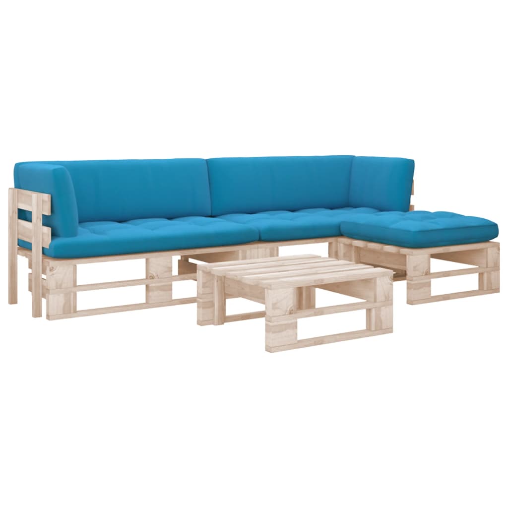 4-delige Loungeset pallet met kussens geïmpregneerd grenenhout is nu te koop bij PeponiXL, paradijselijk wonen!