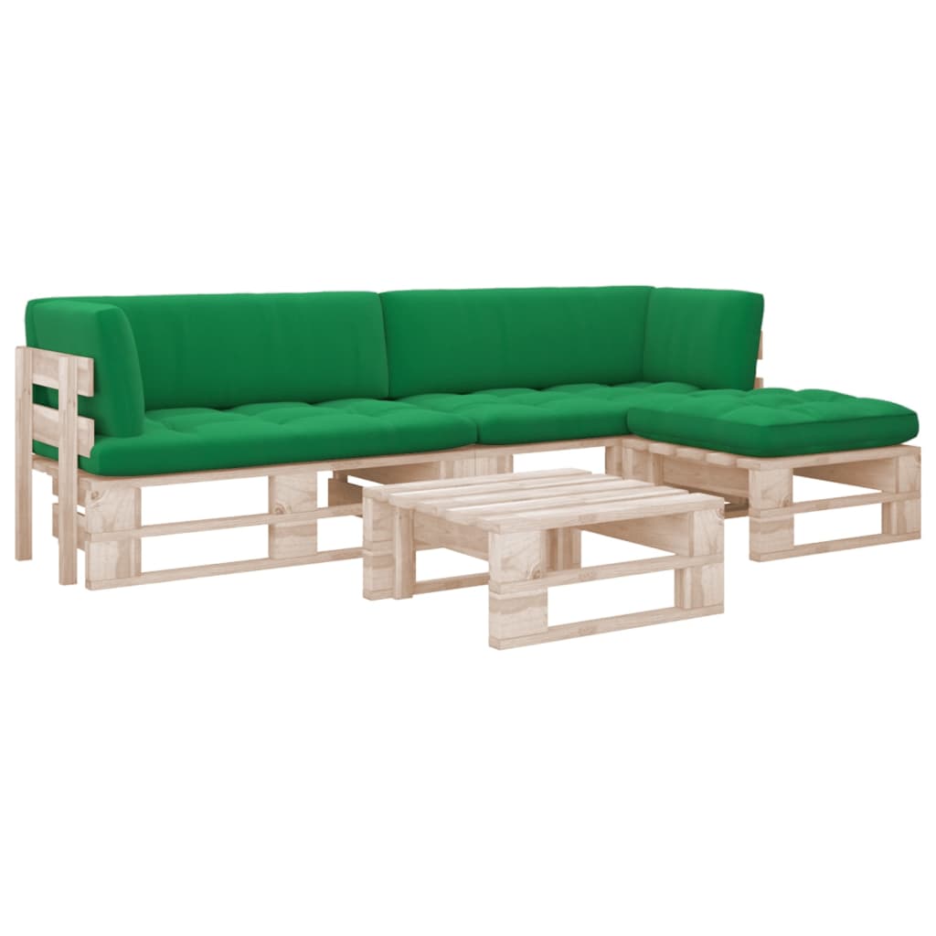 4-delige Loungeset pallet met kussens geïmpregneerd grenenhout