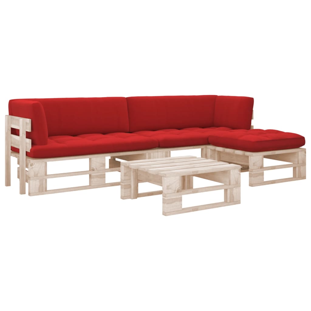 4-delige Loungeset pallet met kussens geïmpregneerd grenenhout is nu te koop bij PeponiXL, paradijselijk wonen!