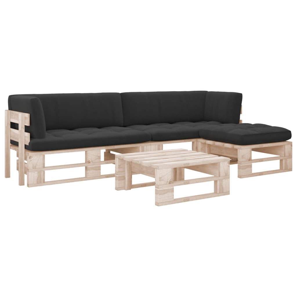 4-delige Loungeset pallet met kussens geïmpregneerd grenenhout is nu te koop bij PeponiXL, paradijselijk wonen!