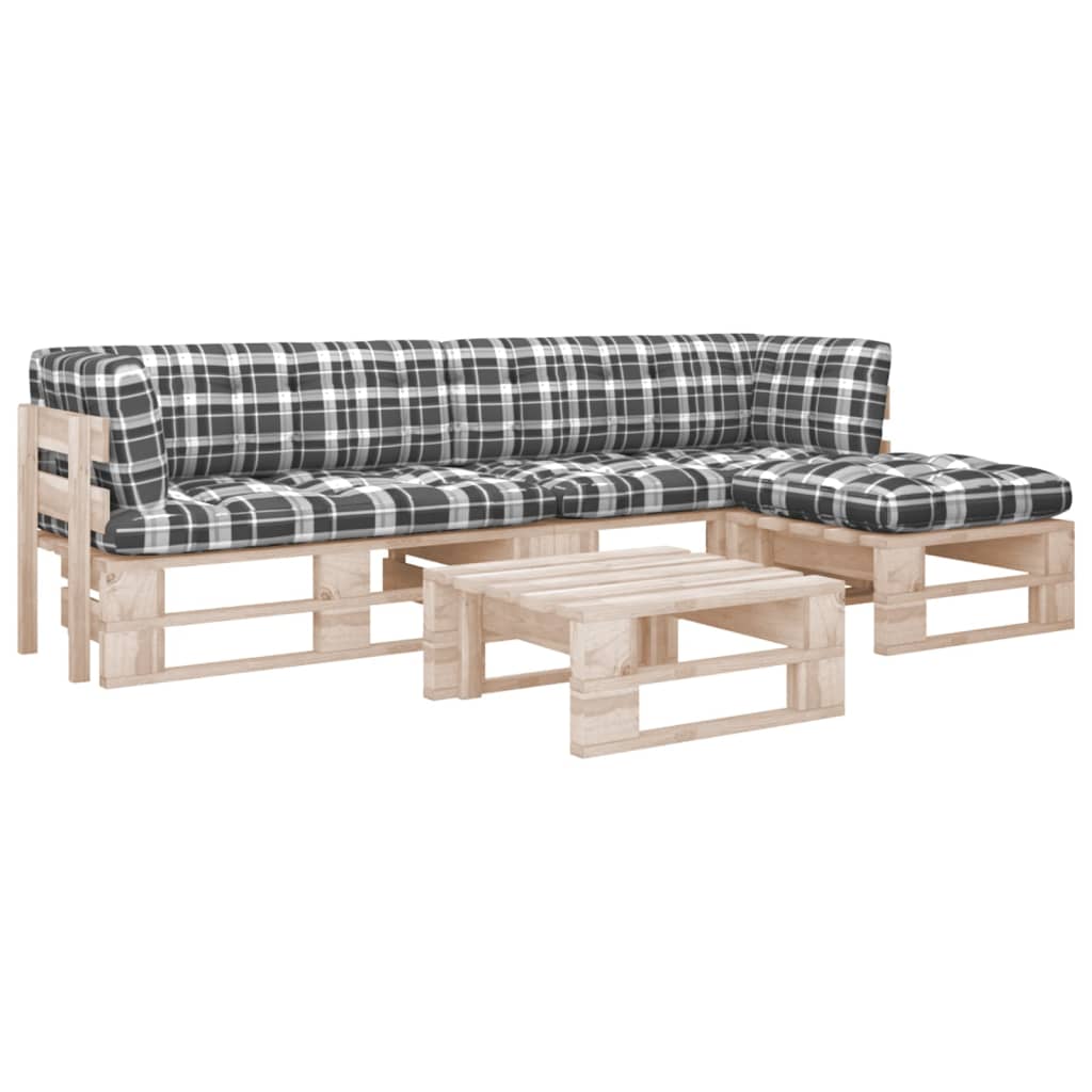 4-delige Loungeset pallet met kussens geïmpregneerd grenenhout is nu te koop bij PeponiXL, paradijselijk wonen!