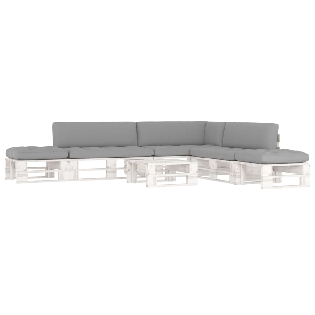6-delige Loungeset pallet met kussens wit geïmpregneerd hout is nu te koop bij PeponiXL, paradijselijk wonen!