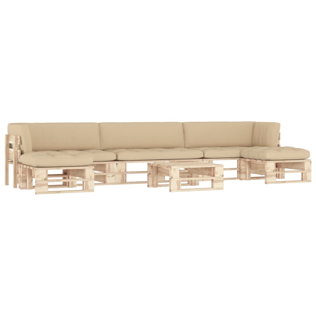 6-delige Loungeset pallet met kussens geïmpregneerd grenenhout