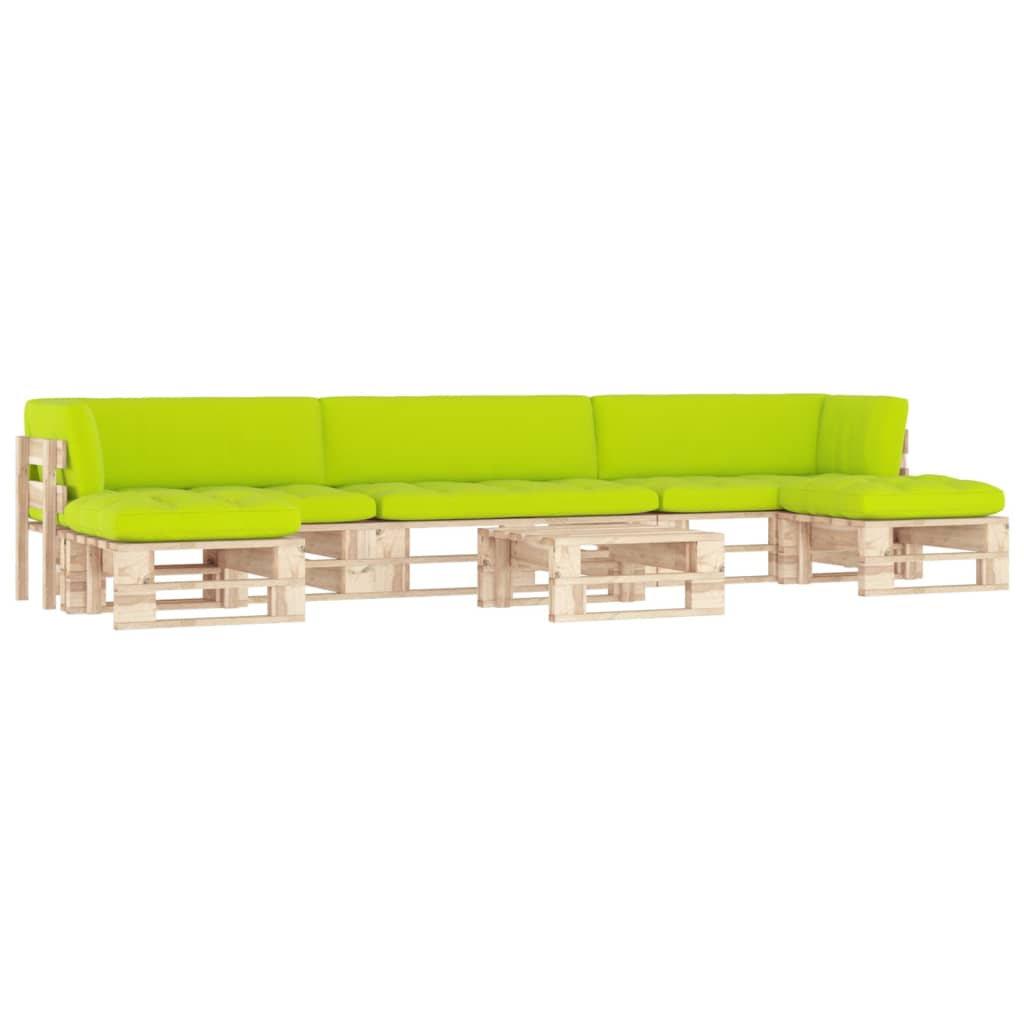 6-delige Loungeset pallet met kussens geïmpregneerd grenenhout