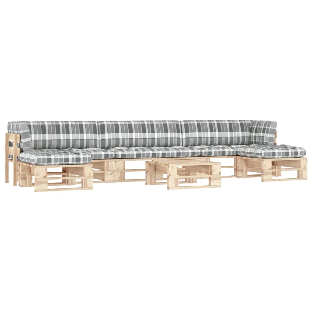 6-delige Loungeset pallet met kussens geïmpregneerd grenenhout