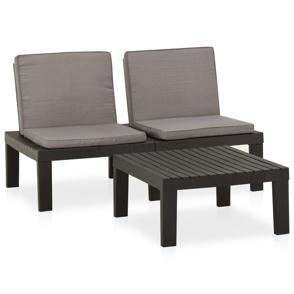 2-delige Loungeset met kussens kunststof grijs is nu te koop bij PeponiXL, paradijselijk wonen!