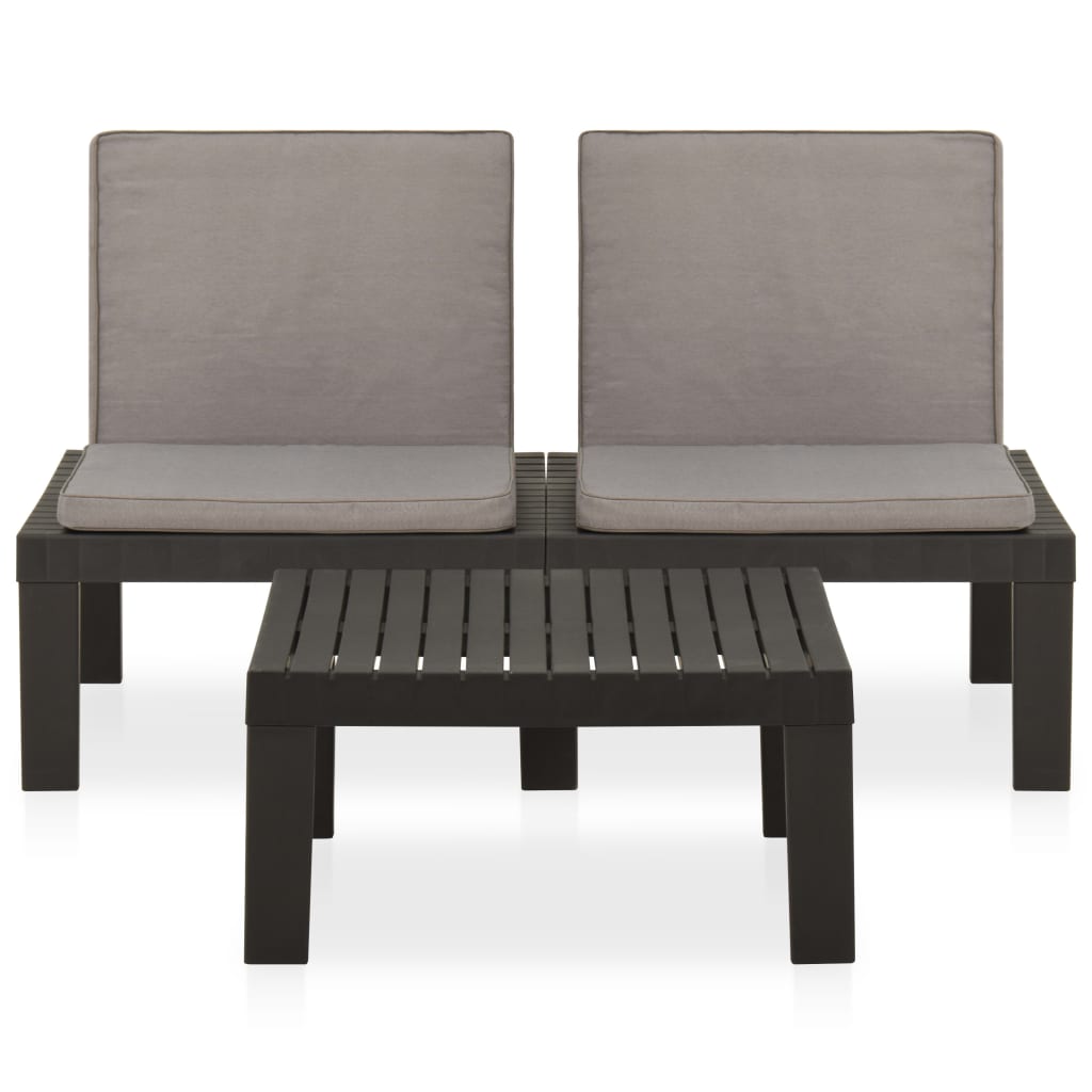 2-delige Loungeset met kussens kunststof grijs is nu te koop bij PeponiXL, paradijselijk wonen!