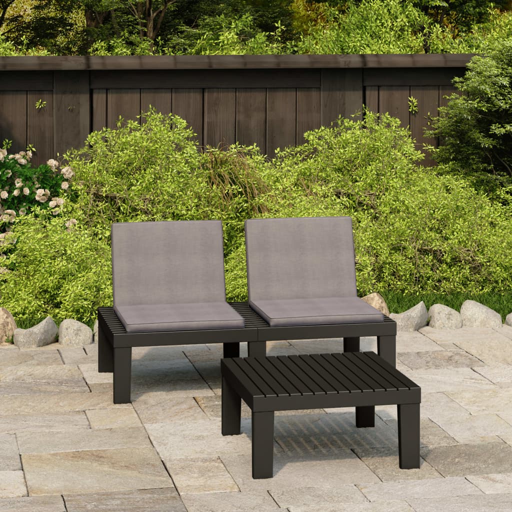 2-delige Loungeset met kussens kunststof grijs is nu te koop bij PeponiXL, paradijselijk wonen!