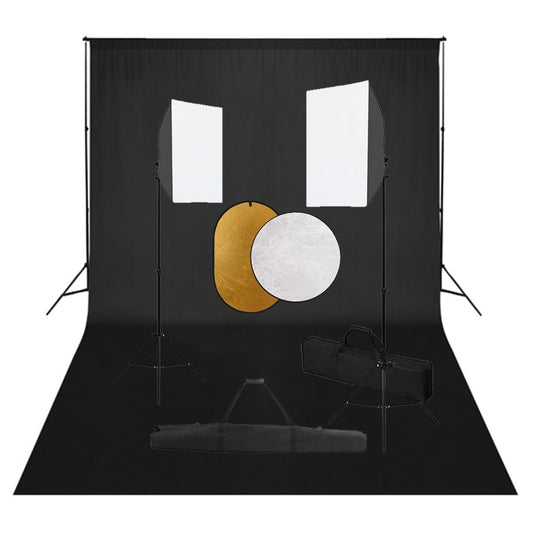 Fotostudioset met softboxlampen, achtergrond en reflector is nu te koop bij PeponiXL, paradijselijk wonen!