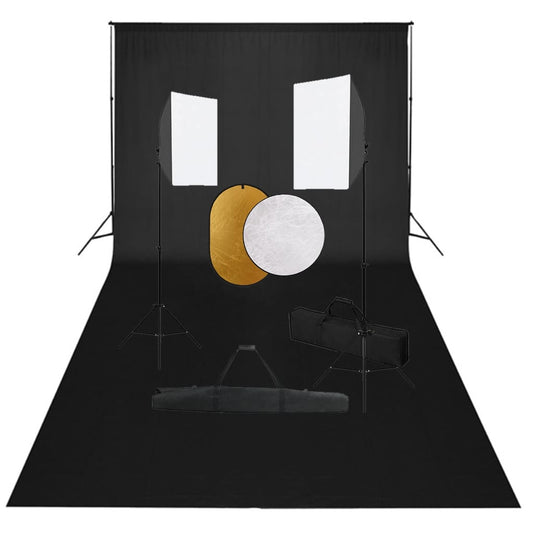 Fotostudioset met softboxlampen, achtergrond en reflector is nu te koop bij PeponiXL, paradijselijk wonen!