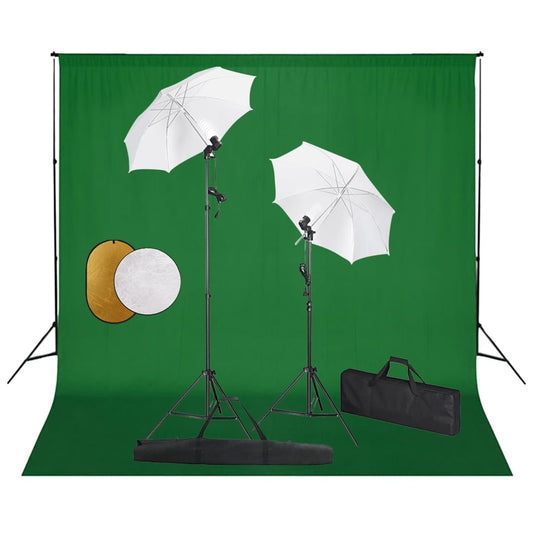 Fotostudioset met lampen, paraplu's, achtergrond en reflector is nu te koop bij PeponiXL, paradijselijk wonen!
