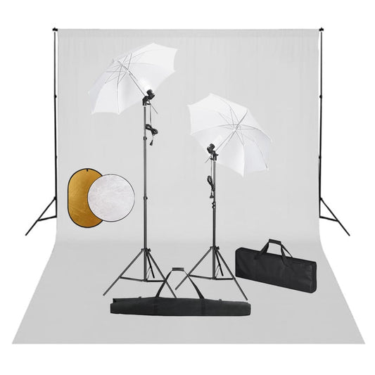Fotostudioset met lampen, paraplu's, achtergrond en reflector is nu te koop bij PeponiXL, paradijselijk wonen!