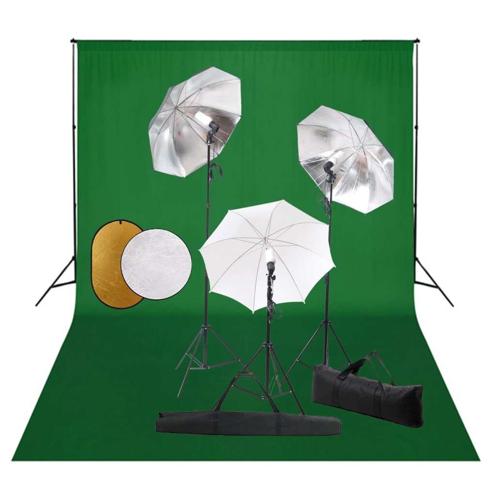 Fotostudioset met lampen, paraplu's, achtergrond en reflector is nu te koop bij PeponiXL, paradijselijk wonen!