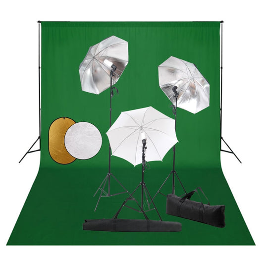 Fotostudioset met lampen, paraplu's, achtergrond en reflector is nu te koop bij PeponiXL, paradijselijk wonen!