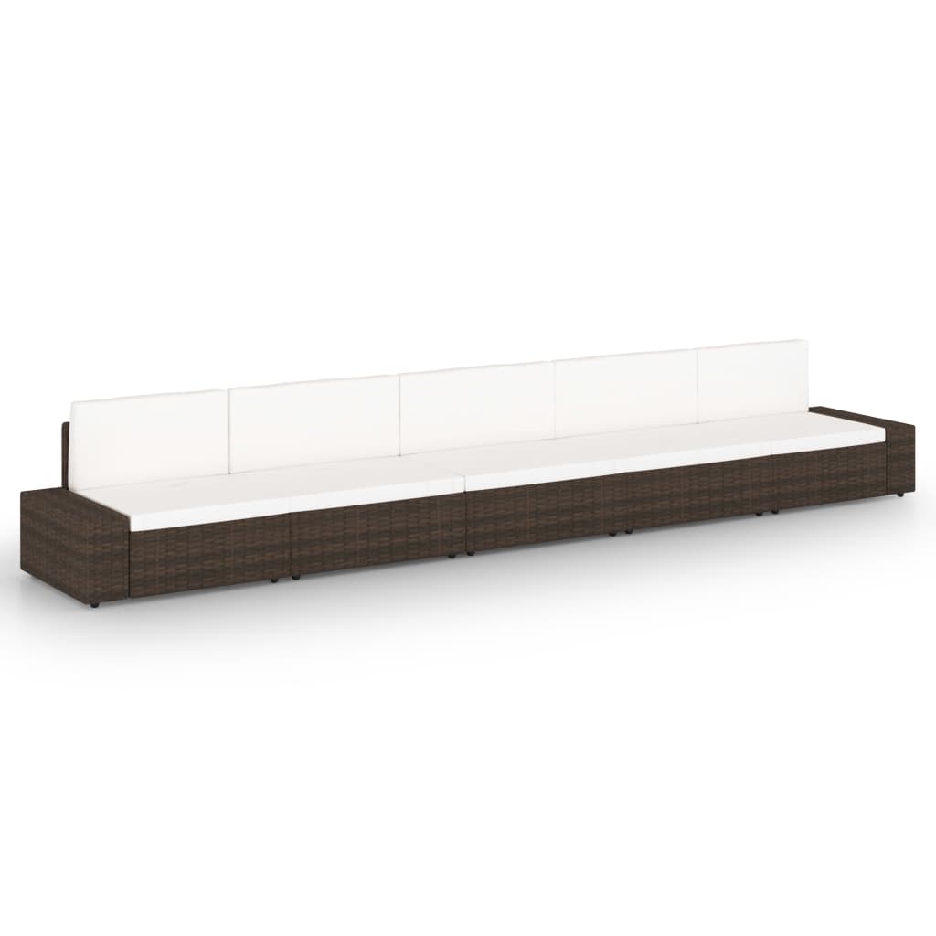 5-delige Loungeset met kussens poly rattan bruin is nu te koop bij PeponiXL, paradijselijk wonen!