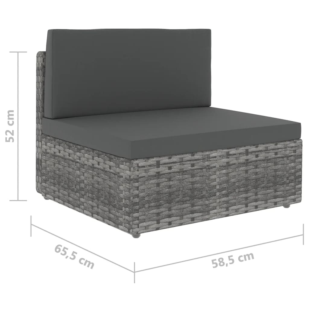 6-delige Loungeset met kussens poly rattan grijs is nu te koop bij PeponiXL, paradijselijk wonen!