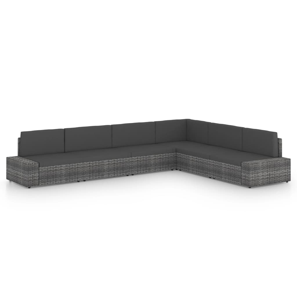 6-delige Loungeset met kussens poly rattan grijs is nu te koop bij PeponiXL, paradijselijk wonen!