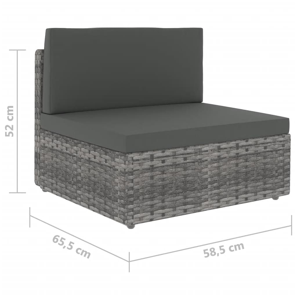 9-delige Loungeset met kussens poly rattan grijs is nu te koop bij PeponiXL, paradijselijk wonen!
