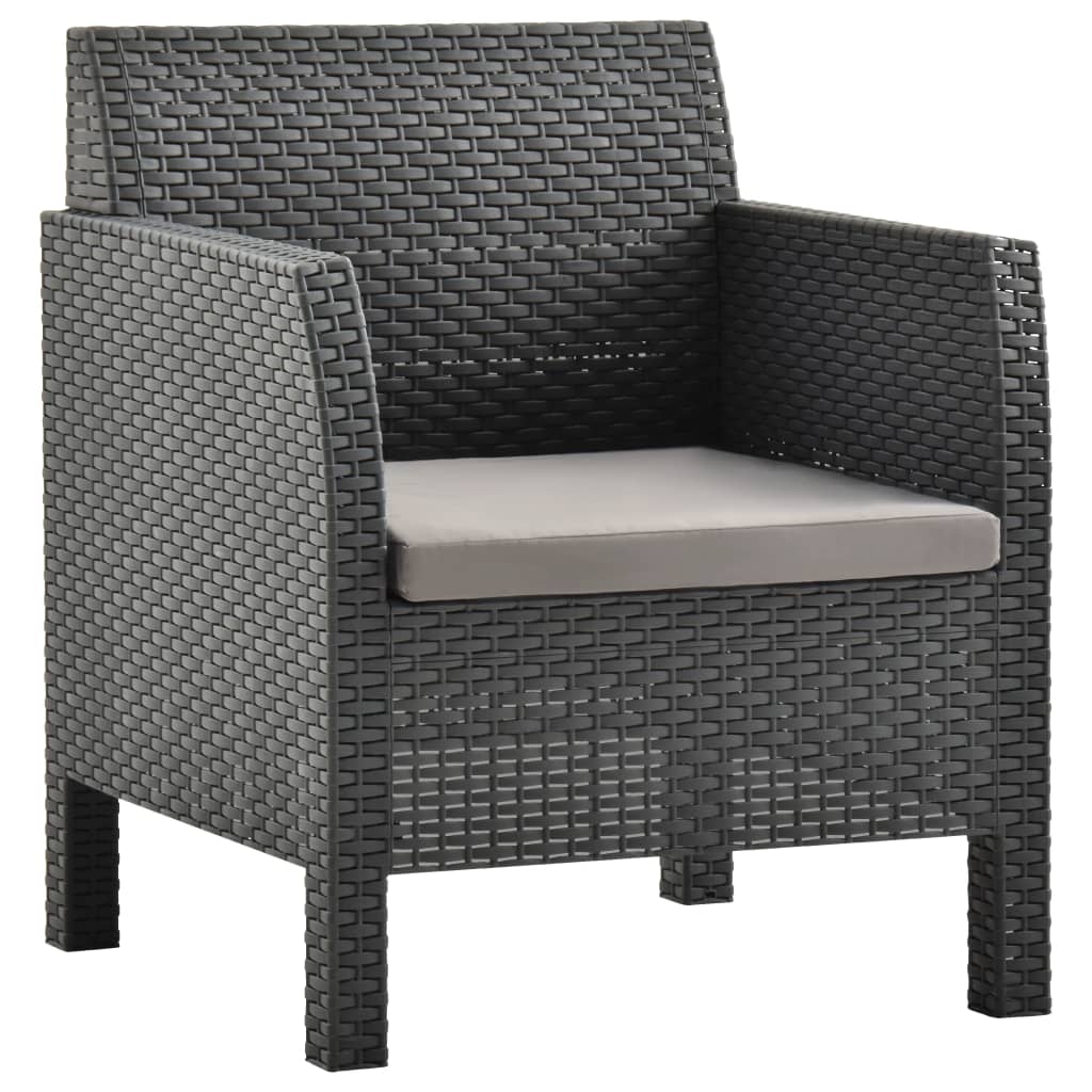 3-delige Loungeset met kussens PP rattan antracietkleurig is nu te koop bij PeponiXL, paradijselijk wonen!