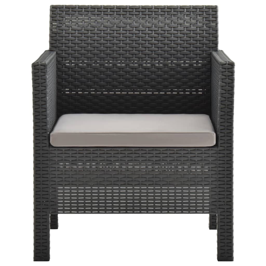 3-delige Loungeset met kussens PP rattan antracietkleurig is nu te koop bij PeponiXL, paradijselijk wonen!
