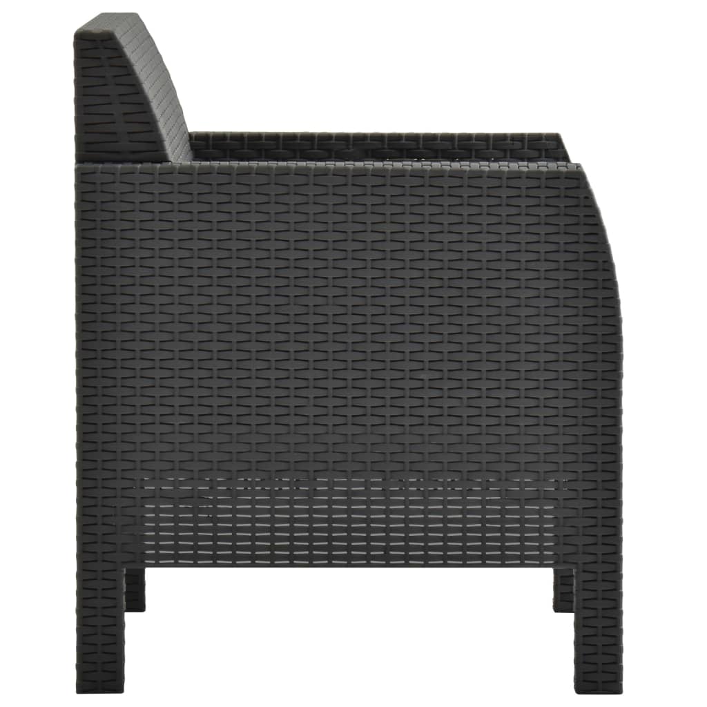 3-delige Loungeset met kussens PP rattan antracietkleurig is nu te koop bij PeponiXL, paradijselijk wonen!
