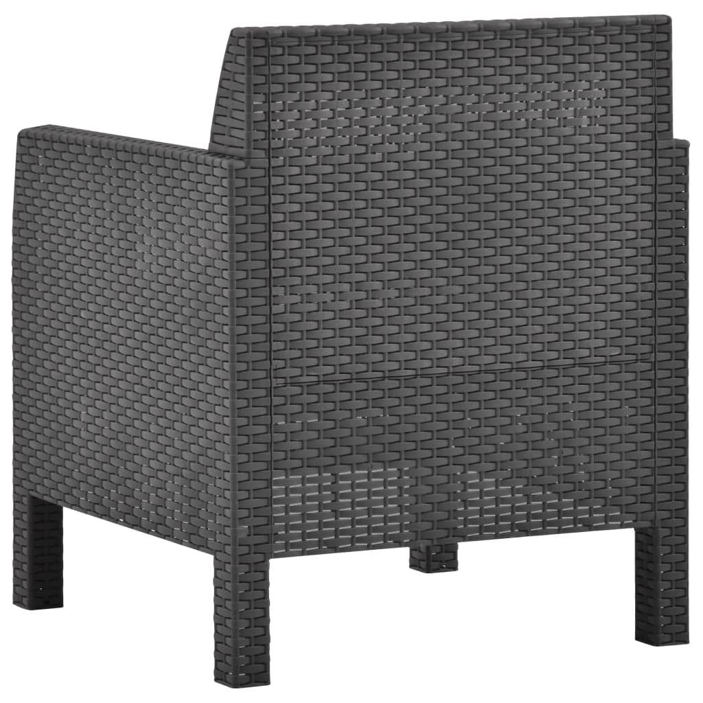3-delige Loungeset met kussens PP rattan antracietkleurig is nu te koop bij PeponiXL, paradijselijk wonen!