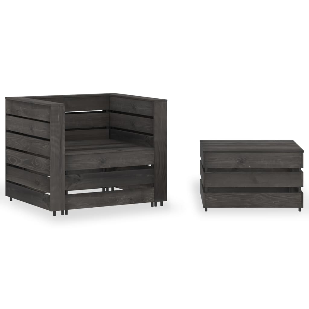 2-delige Loungeset pallet geïmpregneerd grenenhout grijs is nu te koop bij PeponiXL, paradijselijk wonen!