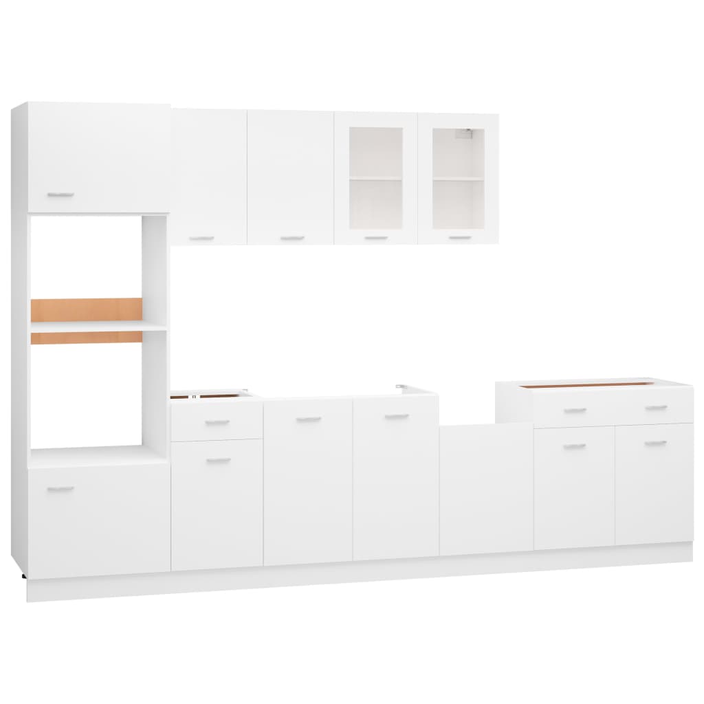 7-delige Keukenkastenset Lyon bewerkt hout wit is nu te koop bij PeponiXL, paradijselijk wonen!