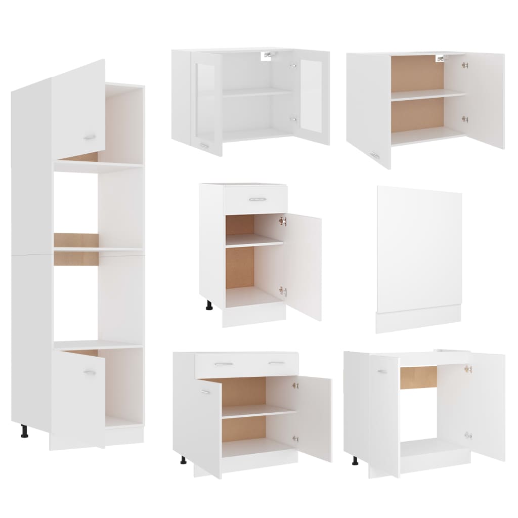 7-delige Keukenkastenset Lyon bewerkt hout wit is nu te koop bij PeponiXL, paradijselijk wonen!