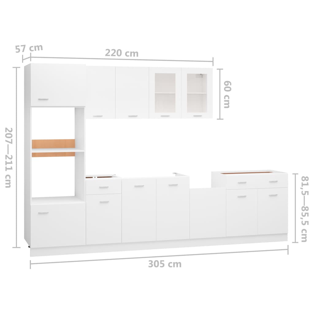 7-delige Keukenkastenset Lyon bewerkt hout wit is nu te koop bij PeponiXL, paradijselijk wonen!