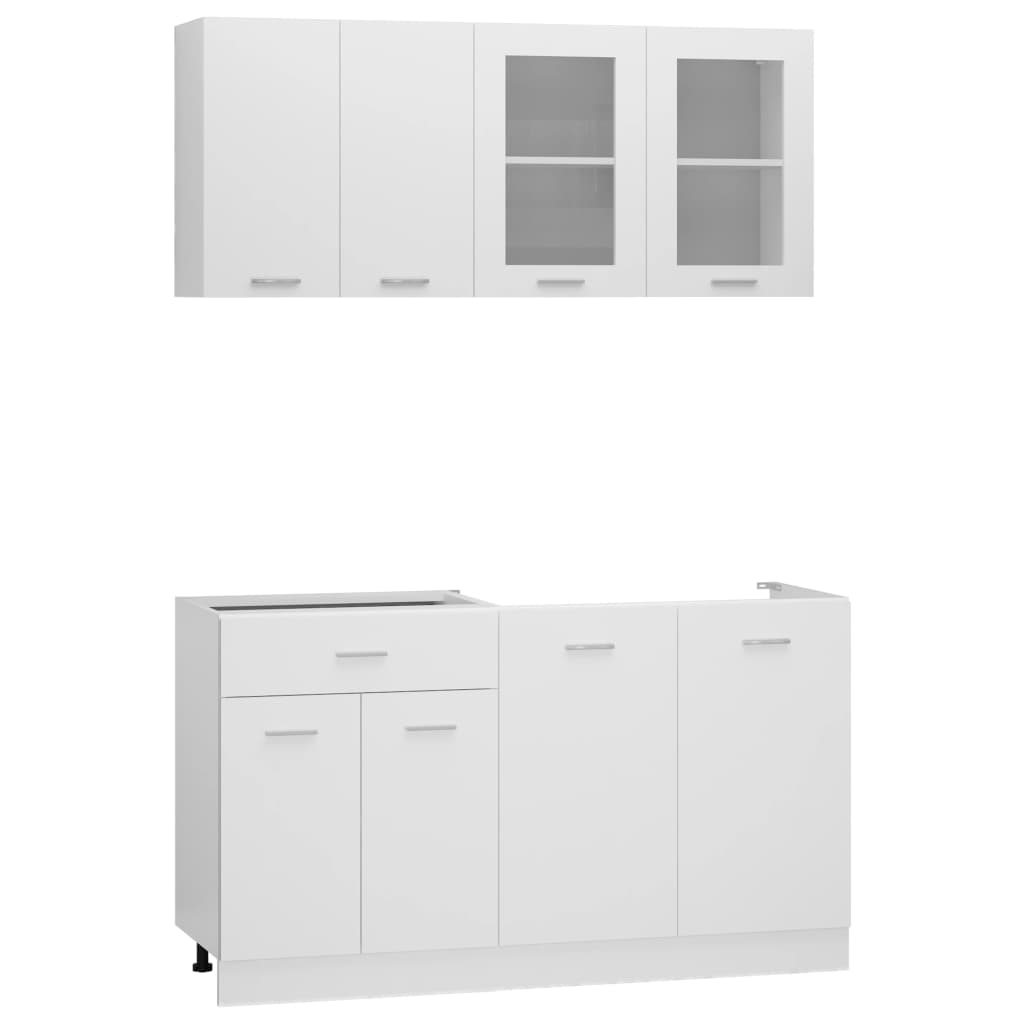 4-delige Keukenkastenset Lyon bewerkt hout wit is nu te koop bij PeponiXL, paradijselijk wonen!