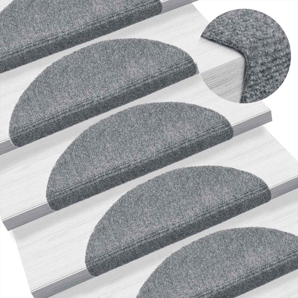Trapmatten Zelfklevend 5 stuks 56x17x3 cm Lichtgrijs Halfrond is nu te koop bij PeponiXL, paradijselijk wonen!
