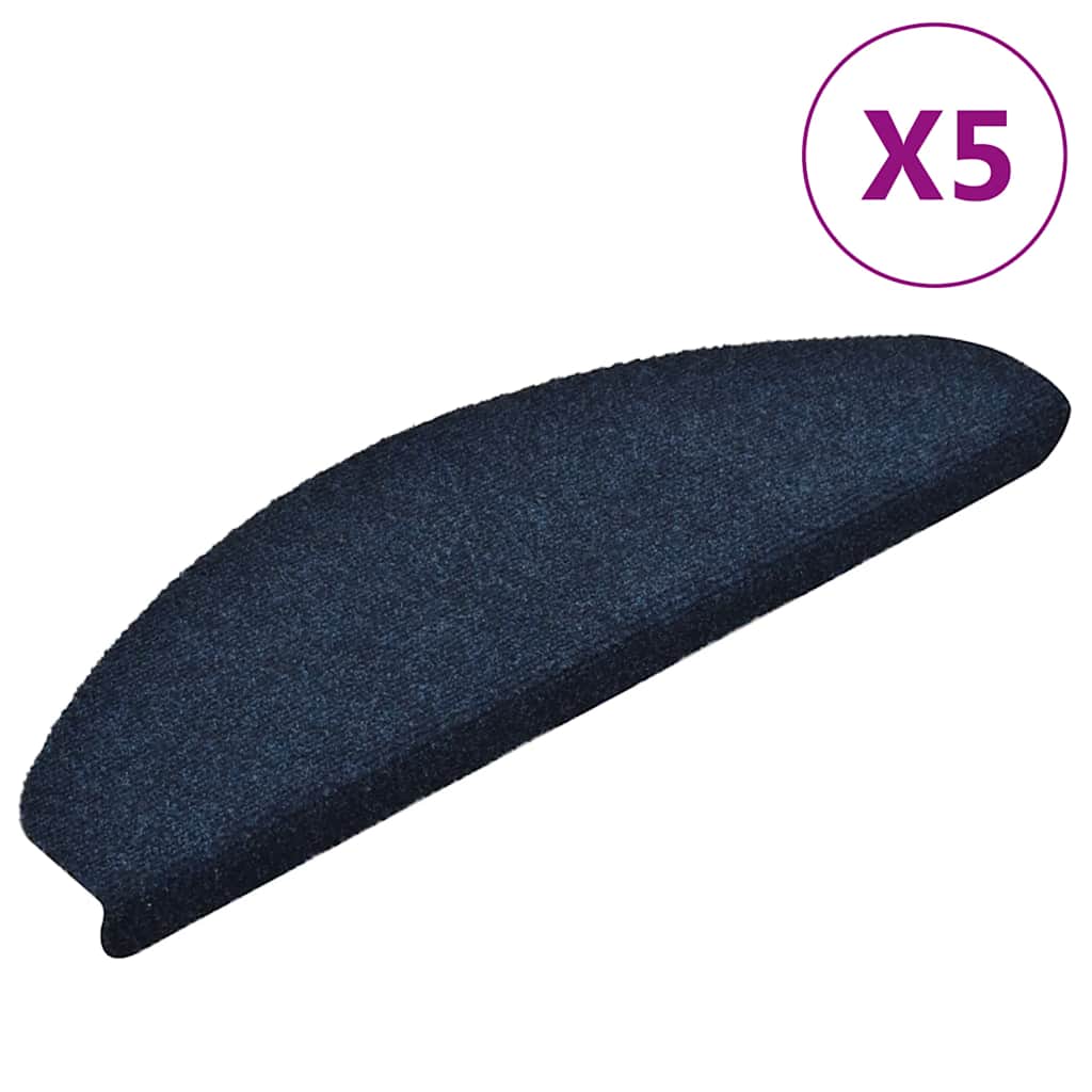 Trapmatten Zelfklevend 5 stuks 65x21x4 cm Marineblauw Halfrond Groot