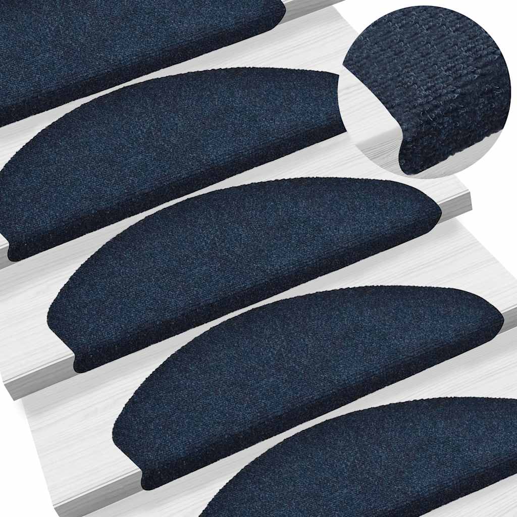 Trapmatten zelfklevend 10 stuks 65x21x4 cm marineblauw halfrond groot