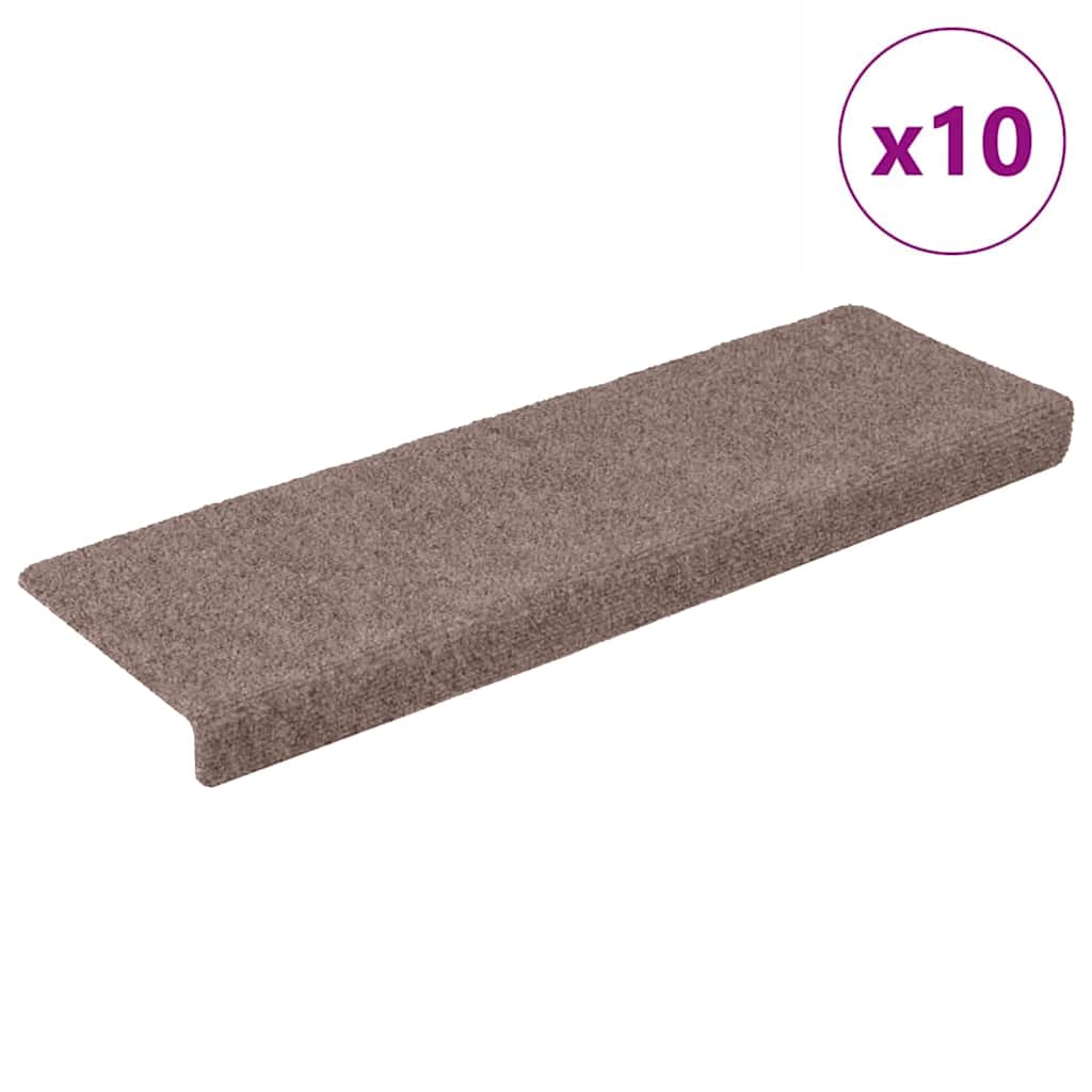 Trapmatten zelfklevend 10 stuks 65x21x4 cm lichtbruin met rechthoekige rand