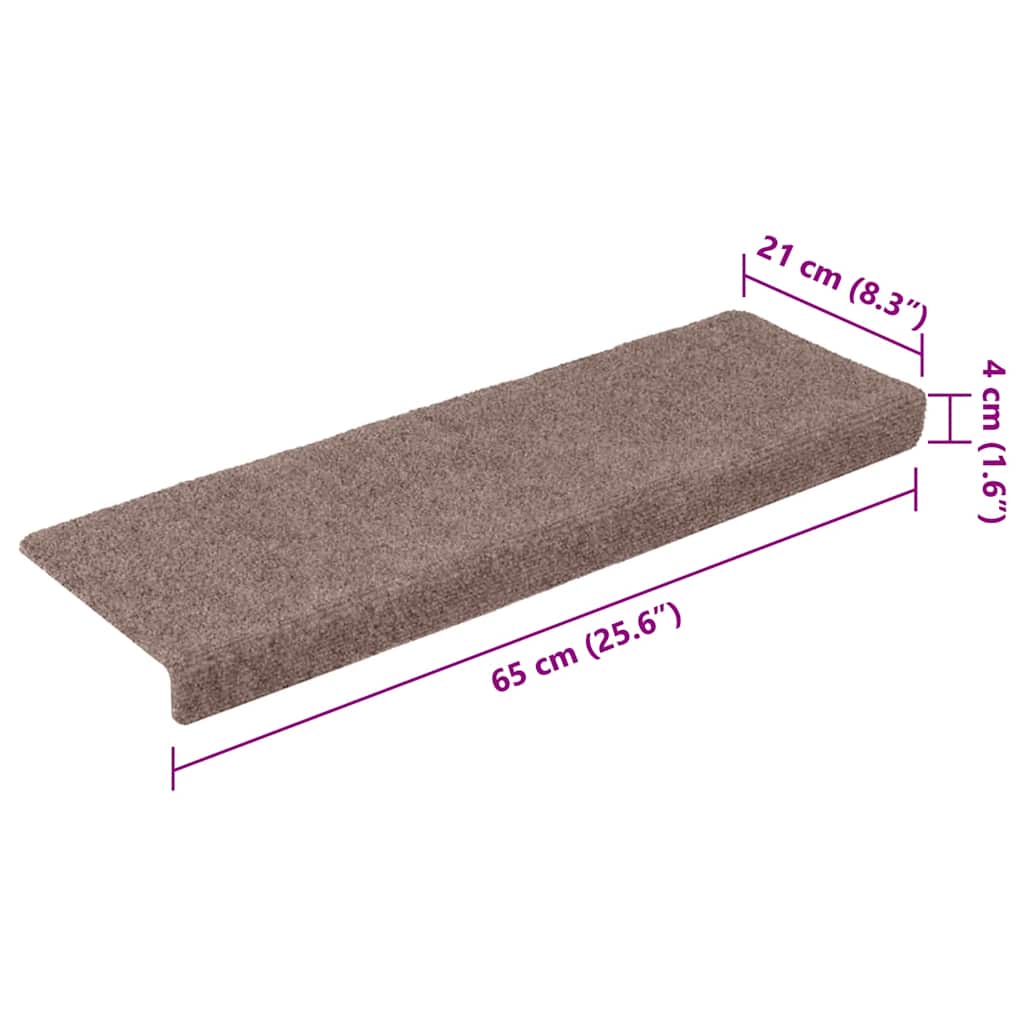 Trapmatten zelfklevend 10 stuks 65x21x4 cm lichtbruin met rechthoekige rand