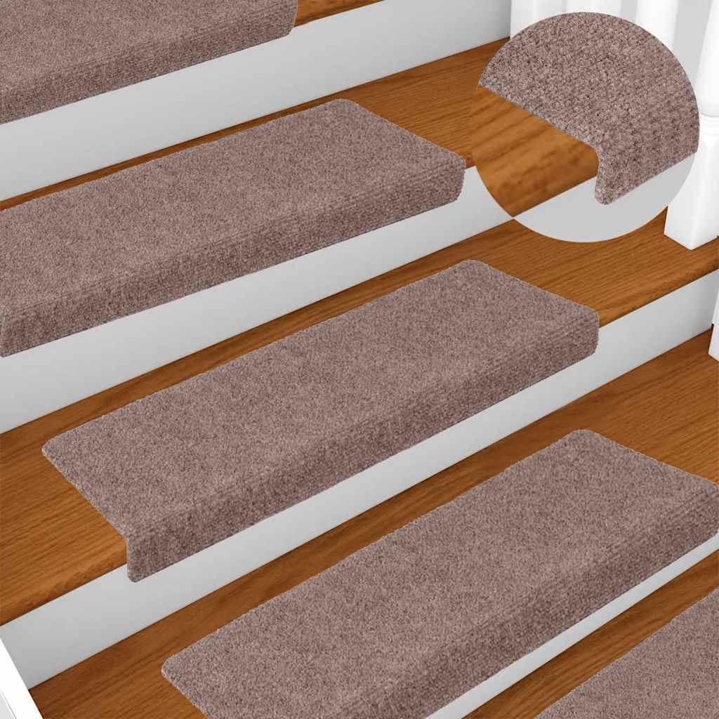 Trapmatten zelfklevend 10 stuks 65x21x4 cm lichtbruin met rechthoekige rand