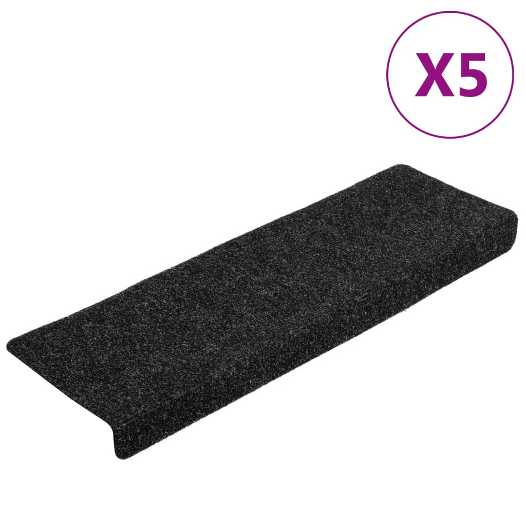 Trapmatten Zelfklevend 5 stuks 65x21x4 cm Zwart Rechthoekige Rand is nu te koop bij PeponiXL, paradijselijk wonen!