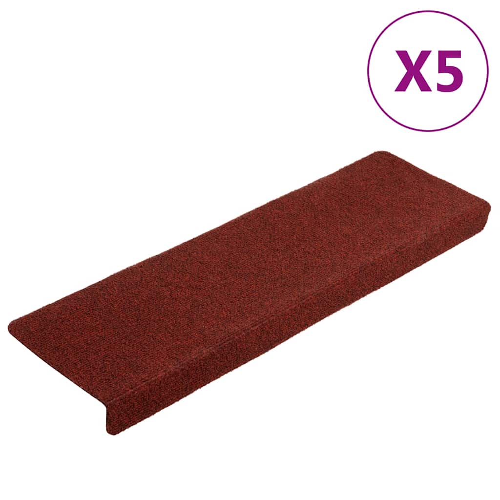 Trapmatten Zelfklevend 5 stuks 65x21x4 cm Bordeaux Rood Rechthoekige Rand is nu te koop bij PeponiXL, paradijselijk wonen!