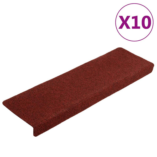 Trapmatten Zelfklevend 10 st 65x21x4 cm Bordeaux Rood Rechthoekige Rand is nu te koop bij PeponiXL, paradijselijk wonen!
