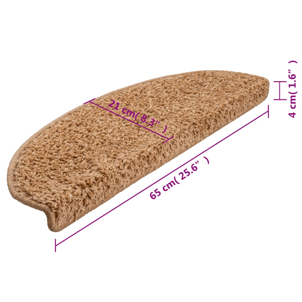 Trapmatten 10 st 65x21x4 cm Beige Halfrond Groot