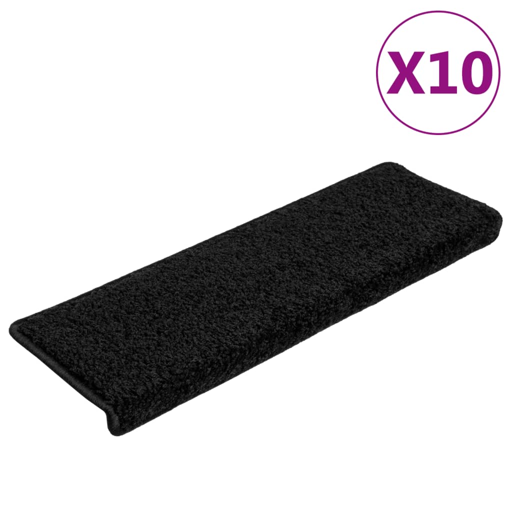 Trapmatten 10 st 65x21x4 cm Zwart Rechthoekige Rand is nu te koop bij PeponiXL, paradijselijk wonen!