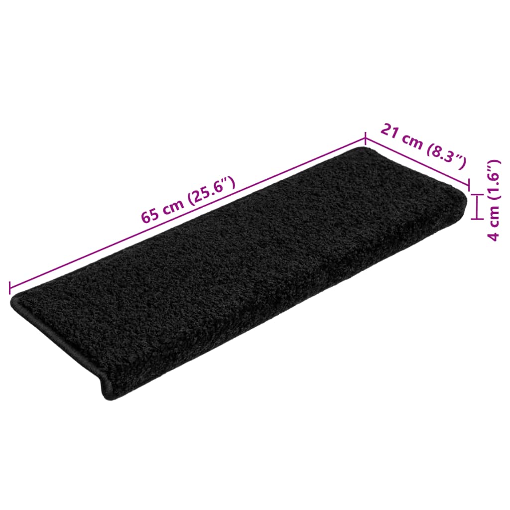 Trapmatten 10 st 65x21x4 cm Zwart Rechthoekige Rand is nu te koop bij PeponiXL, paradijselijk wonen!