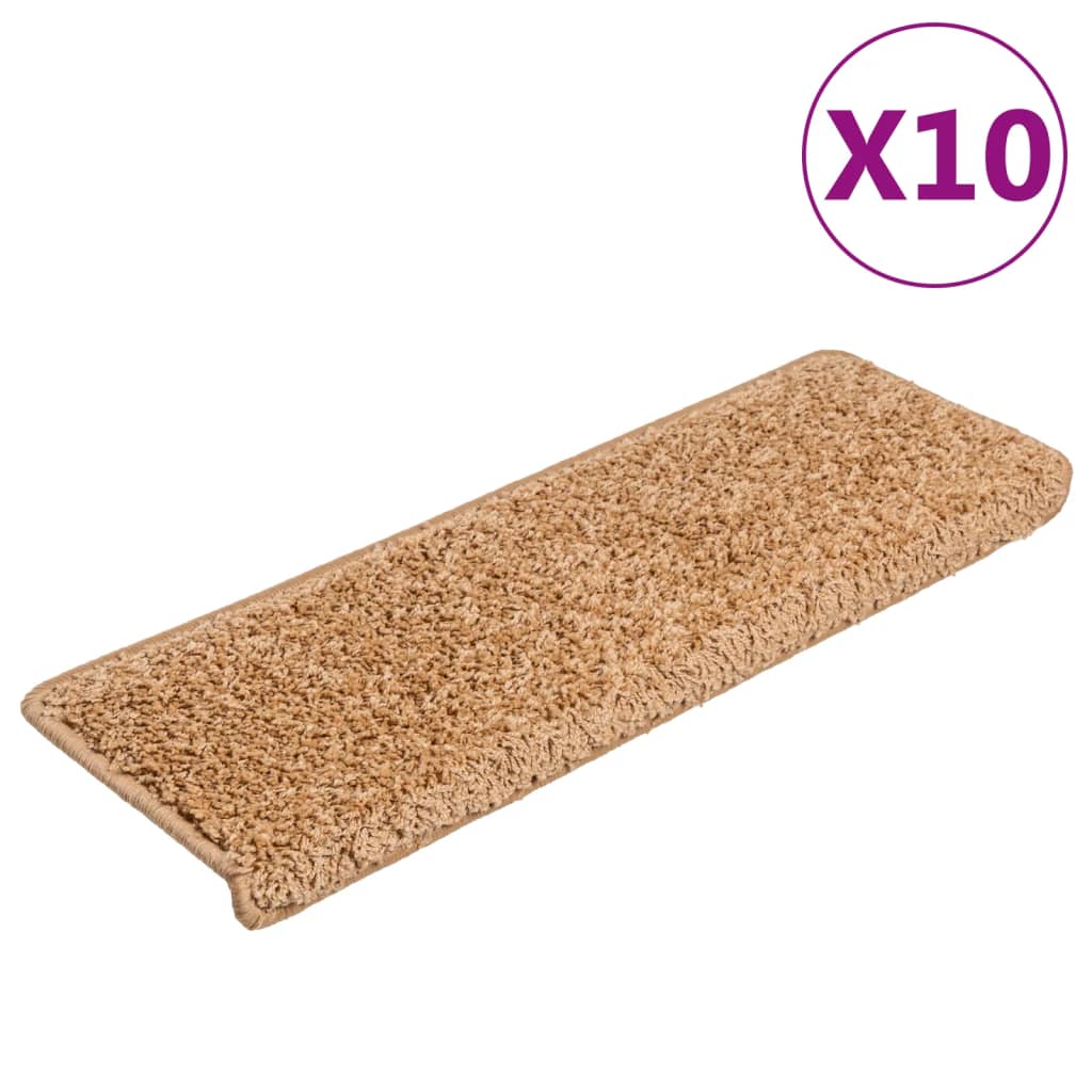 Trapmatten 10 st 65x21x4 cm beige rechthoekige rand is nu te koop bij PeponiXL, paradijselijk wonen!
