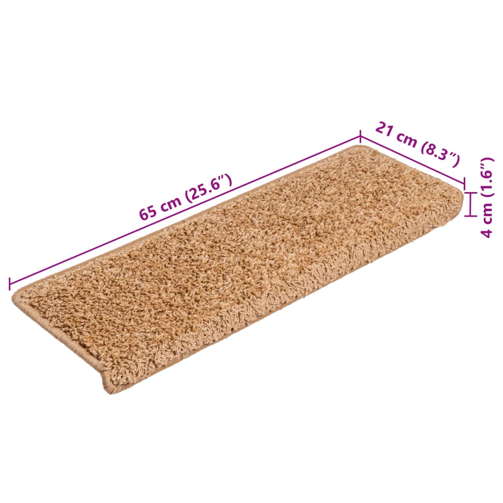 Trapmatten 10 st 65x21x4 cm beige rechthoekige rand is nu te koop bij PeponiXL, paradijselijk wonen!