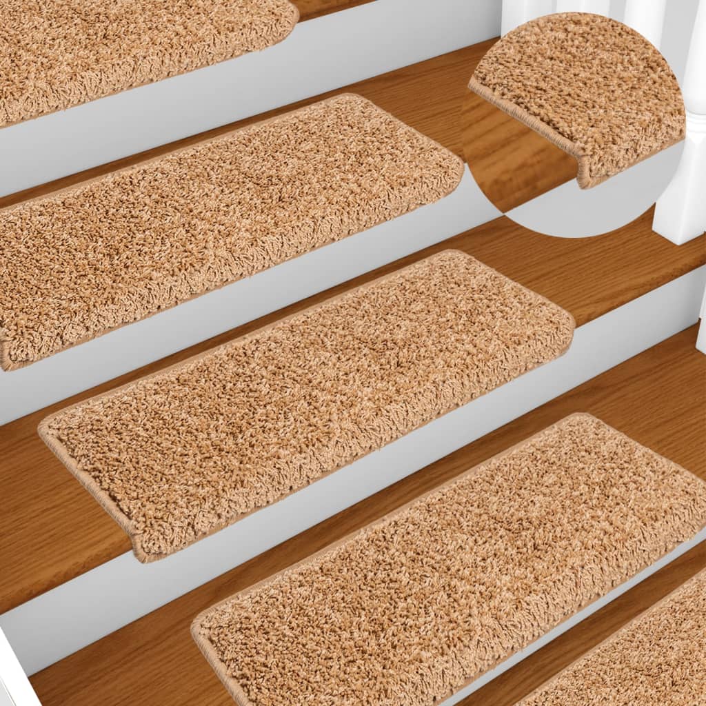 Trapmatten 10 st 65x21x4 cm beige rechthoekige rand is nu te koop bij PeponiXL, paradijselijk wonen!