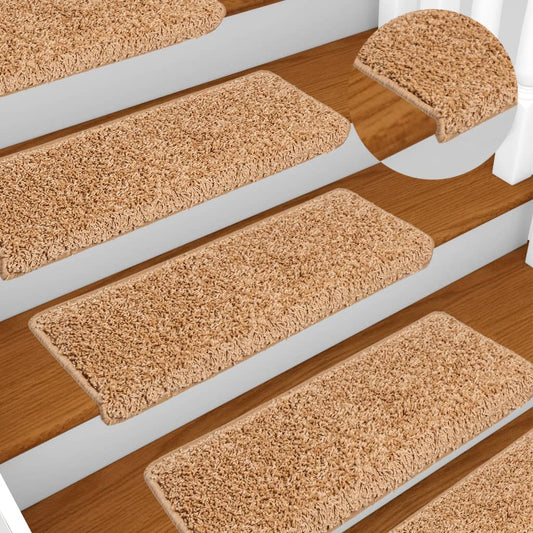Trapmatten 10 st 65x21x4 cm beige rechthoekige rand is nu te koop bij PeponiXL, paradijselijk wonen!