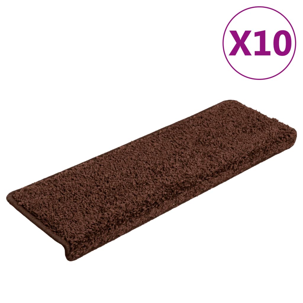 Trapmatten 10 st 65x21x4 cm Bruin Rechthoekige Rand is nu te koop bij PeponiXL, paradijselijk wonen!