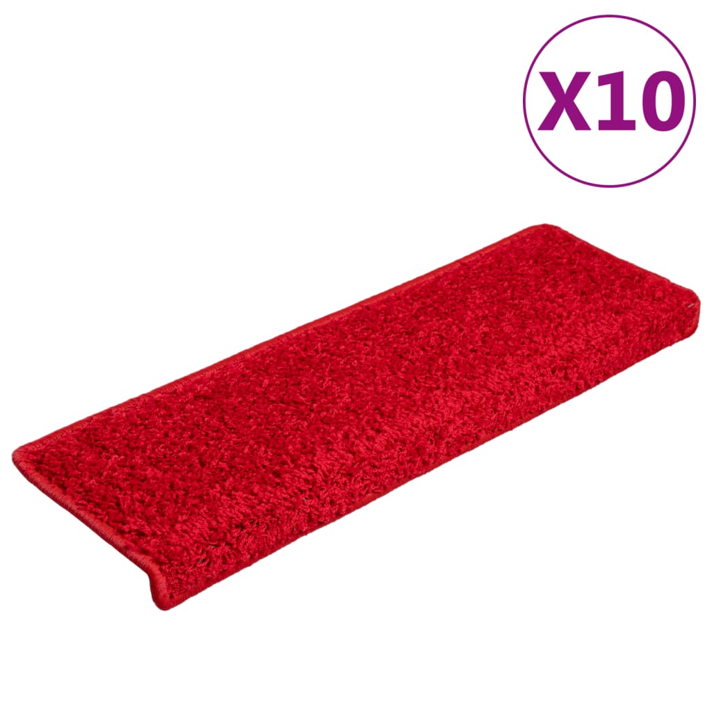 Trapmatten 10 st 65x21x4 cm Rood Rechthoekige Rand is nu te koop bij PeponiXL, paradijselijk wonen!